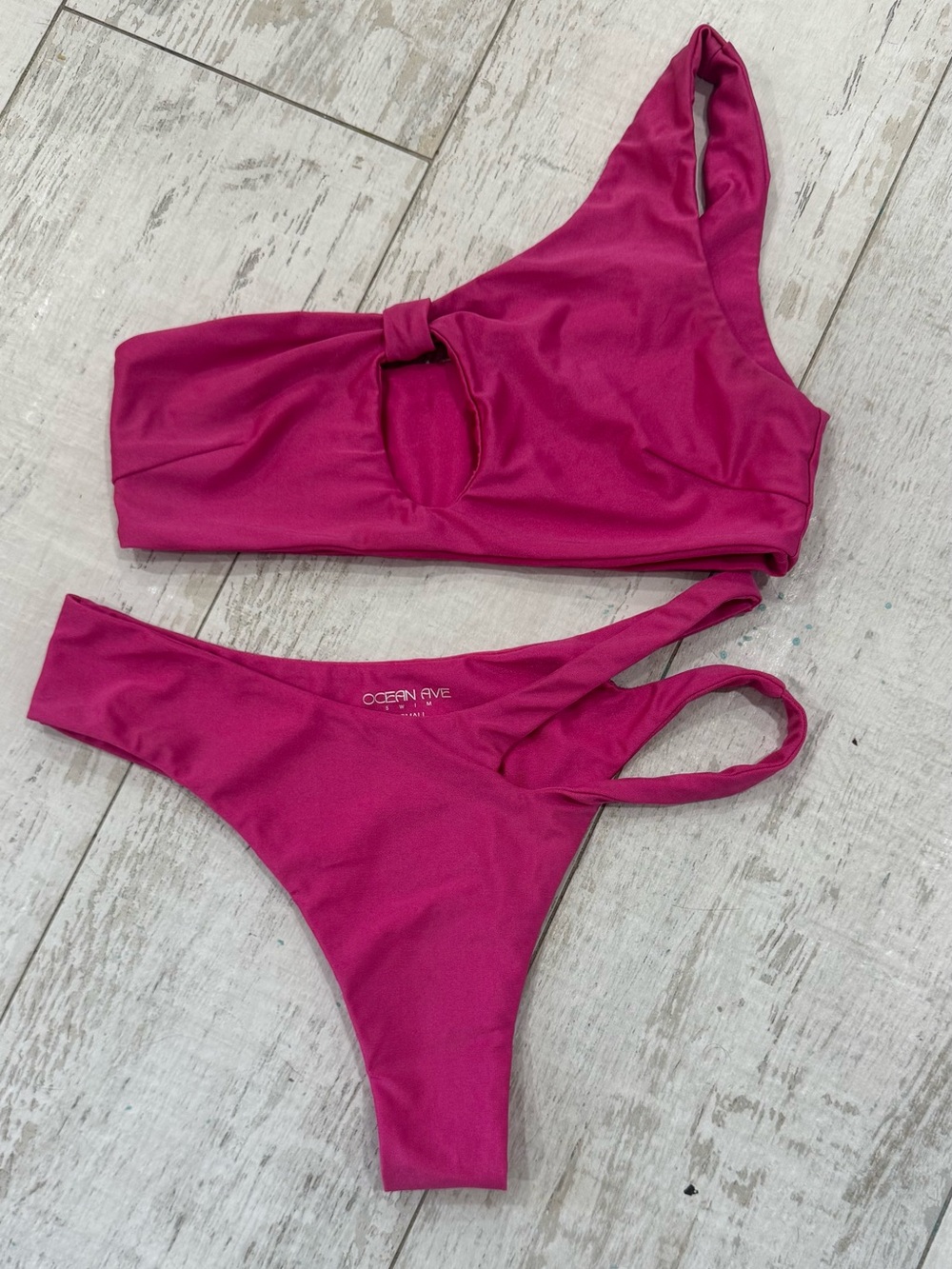 One-Shoulder Magenta Bikini Set